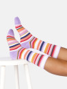 chaussettes rayées multicolores dominante rouge
