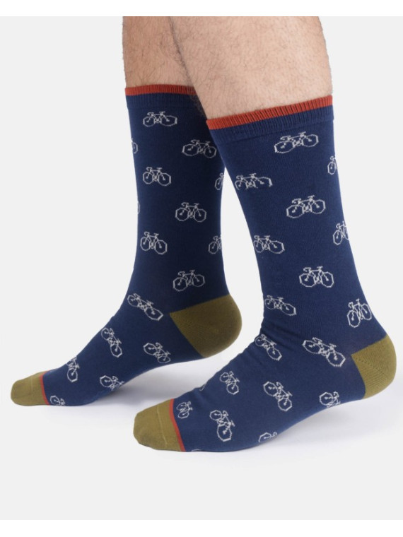chaussettes bleu marine avec motif vélos