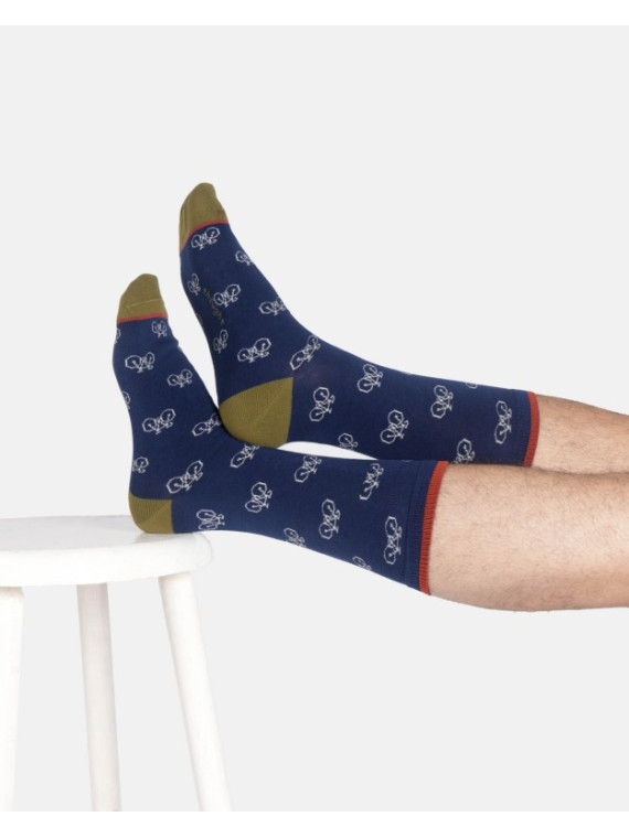 chaussettes bleu marine avec motif vélos