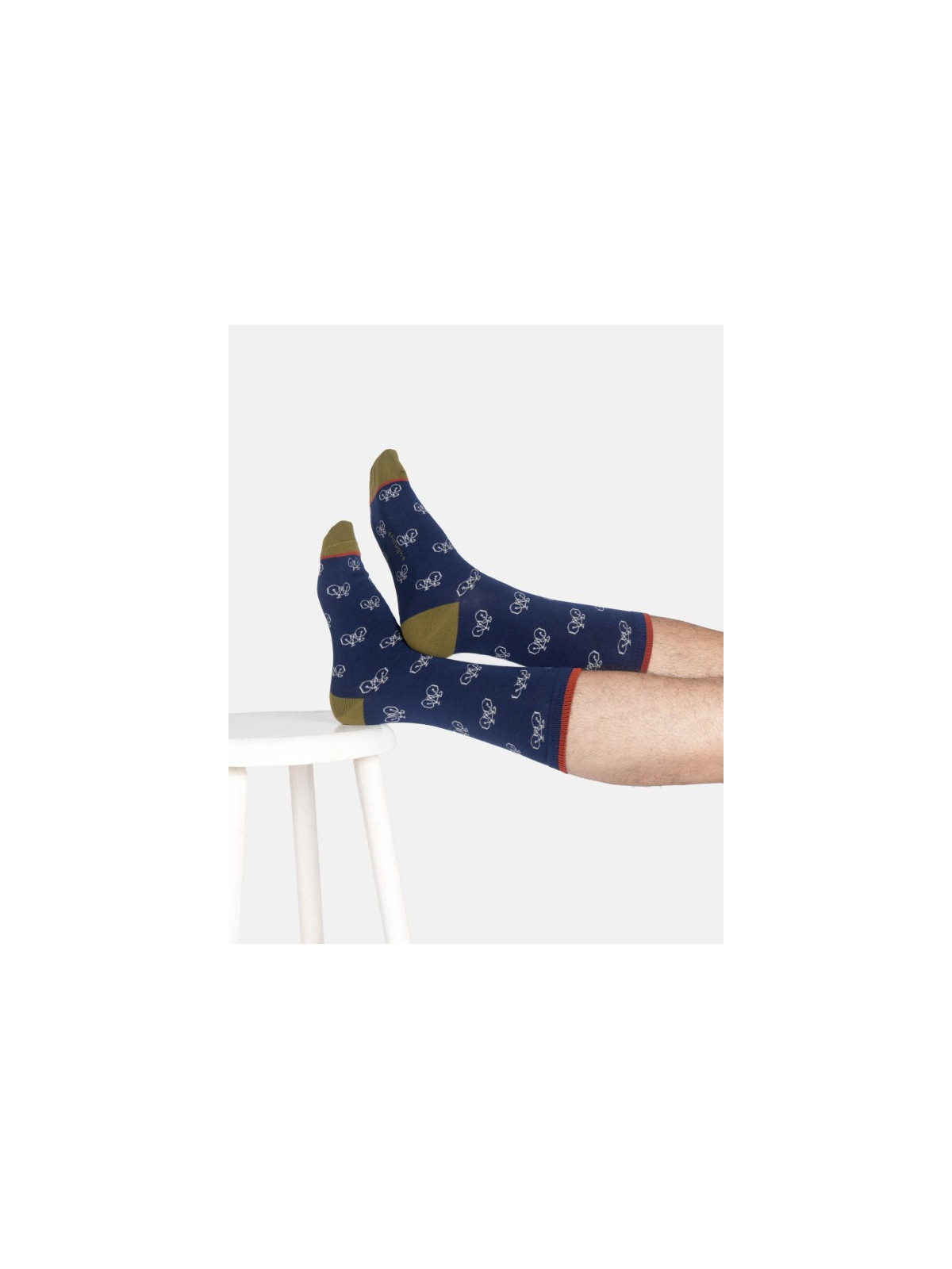 chaussettes bleu marine avec motif vélos