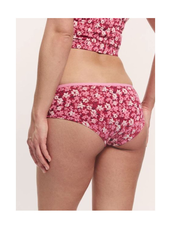 Slip Panty pour Femme en Coton Bio Imprimé Fleurs en rouge - Tranquillo