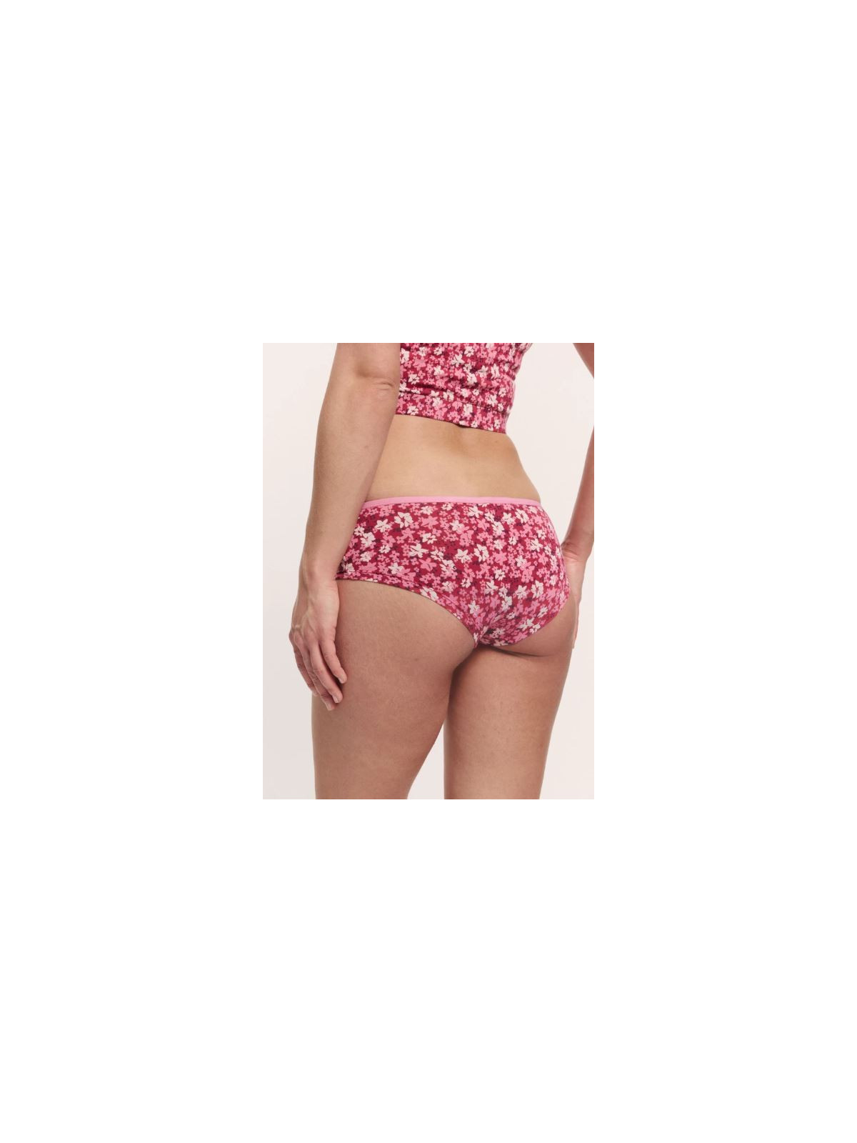 Slip Panty pour Femme en Coton Bio Imprimé Fleurs en rouge - Tranquillo