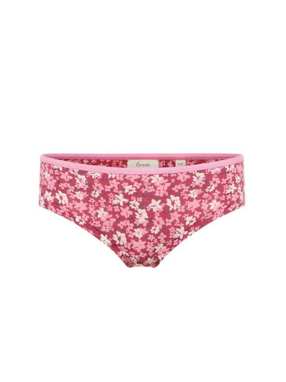 Slip Panty pour Femme en Coton Bio Imprimé Fleurs en rouge - Tranquillo