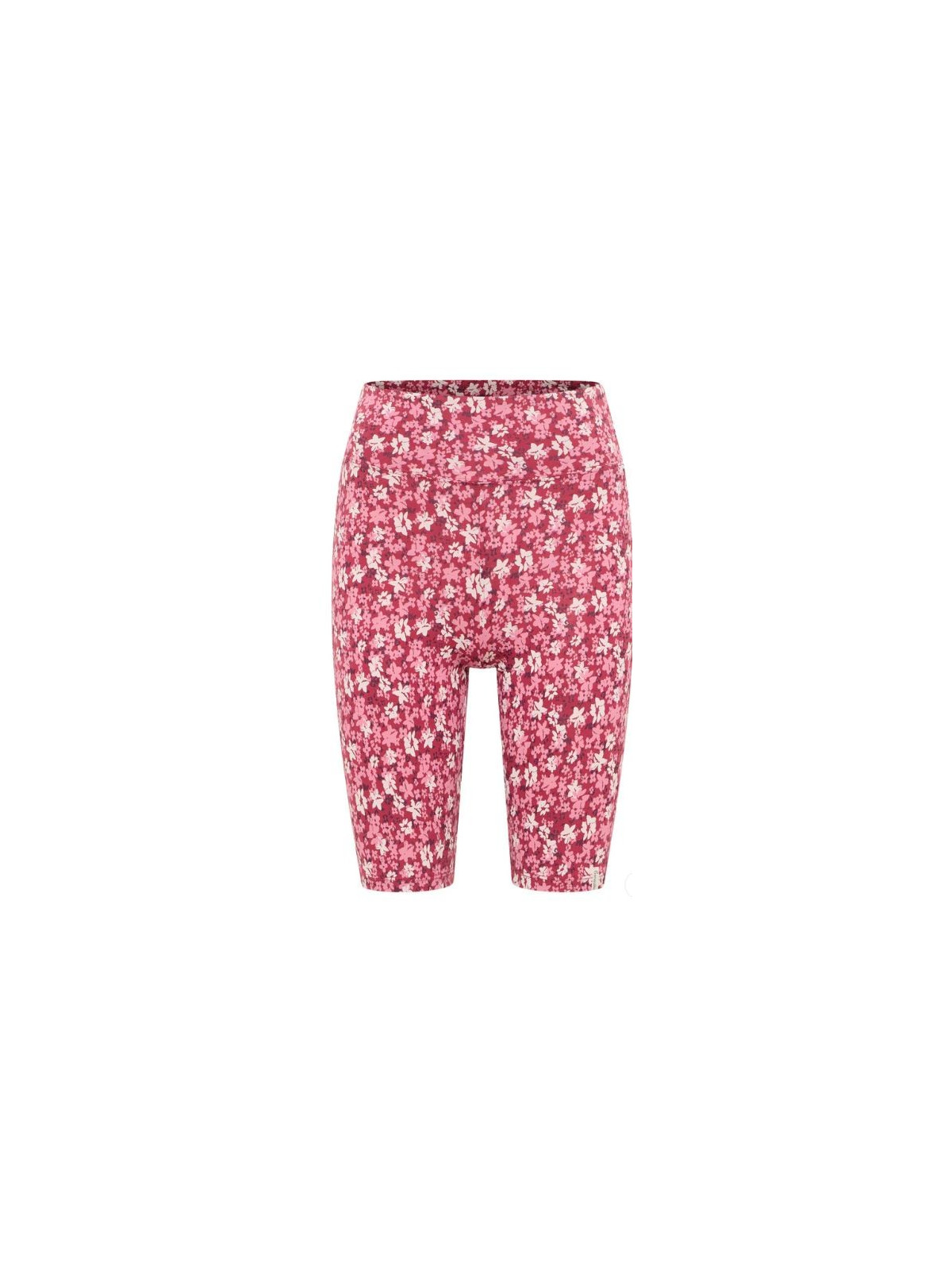 short cycliste longueur au-dessus du genou fleurs rouges sur fond blanc