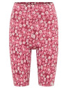 short cycliste longueur au-dessus du genou fleurs rouges sur fond blanc