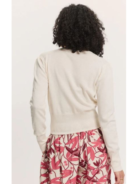 Cardigan femme col V blanc