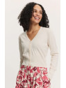 Cardigan femme col V blanc
