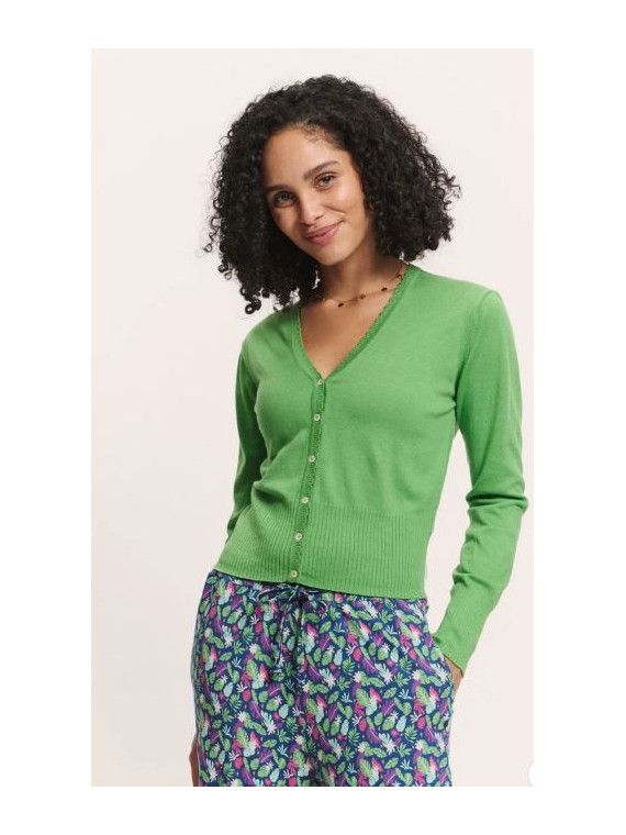 Cardigan pour Femme en 100% Coton Bio Vert Menthe - Tranquillo
