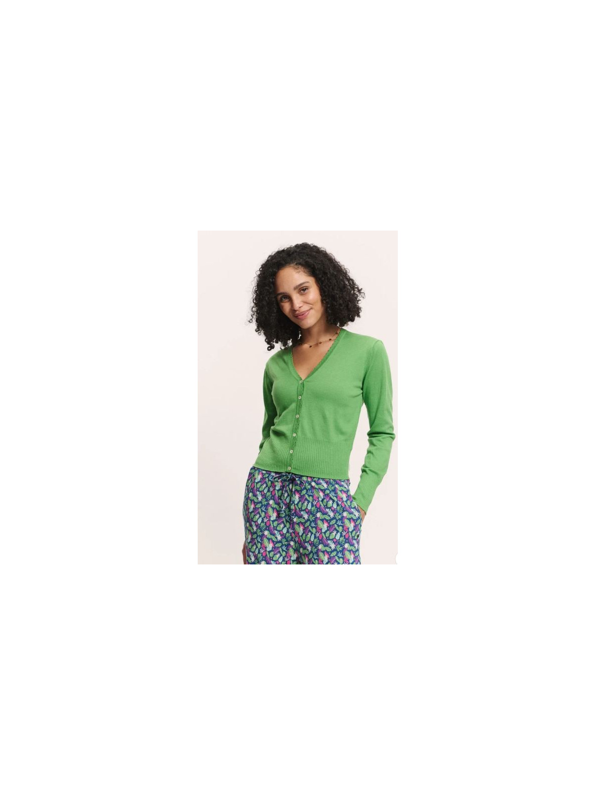 Cardigan pour Femme en 100% Coton Bio Vert Menthe - Tranquillo