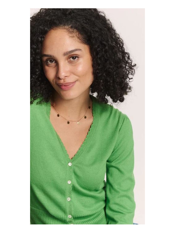 Cardigan pour Femme en 100% Coton Bio Vert Menthe - Tranquillo