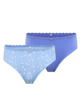 Lot de 2 Slips pour Femme en Coton Bio Uni et Fleurs - Tranquillo