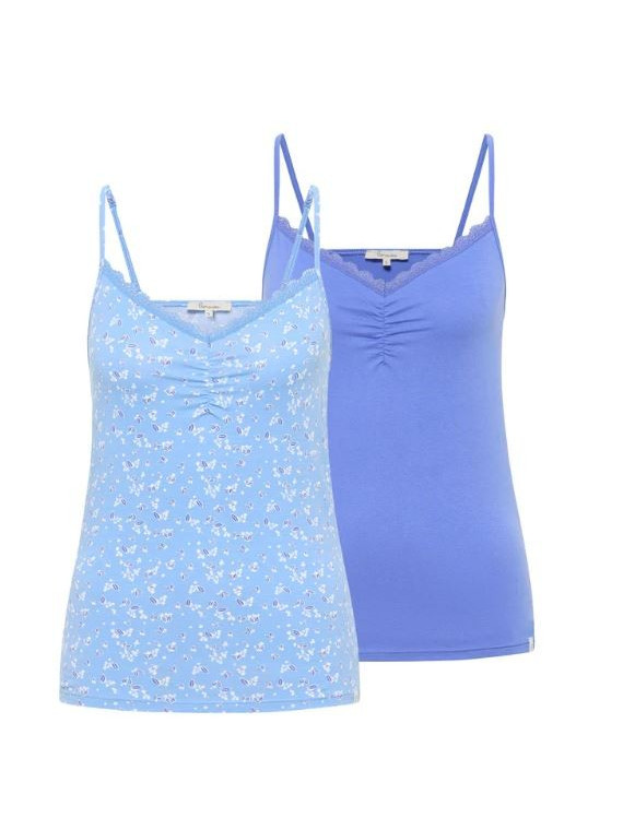 Lot de 2 Débardeurs pour Femme en Coton Bio Uni et Fleurs - Tranquillo