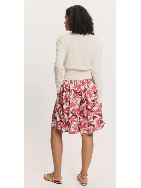 Short Ample pour Femme en Ecovéro Imprimé Fleurs en rouge - Tranquillo