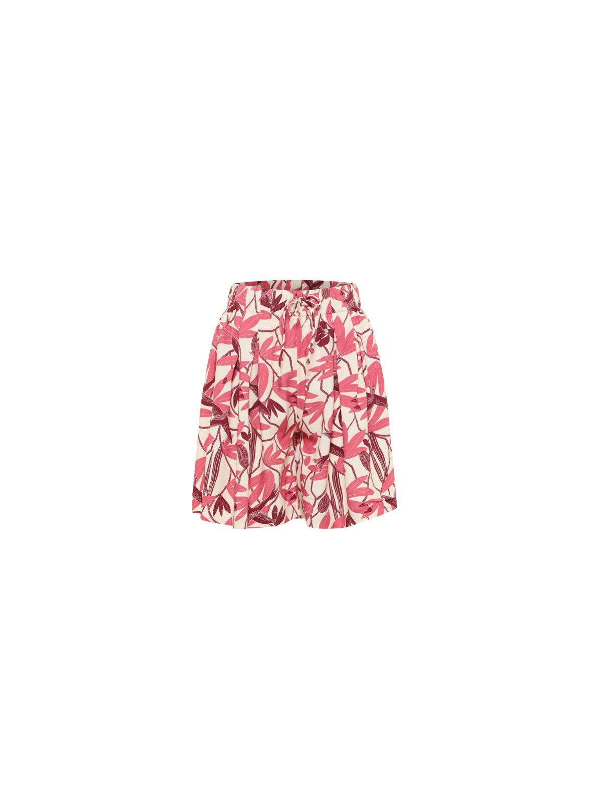 Short Ample pour Femme en Ecovéro Imprimé Fleurs en rouge - Tranquillo