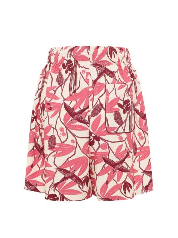 Short Ample pour Femme en Ecovéro Imprimé Fleurs en rouge - Tranquillo