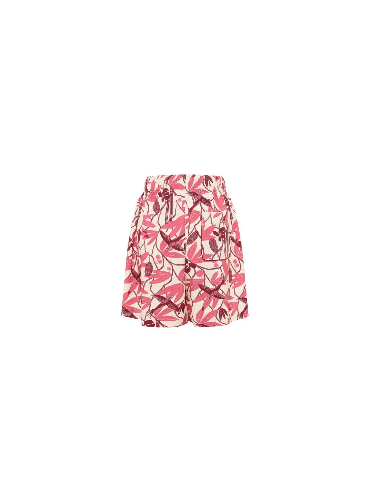 Short Ample pour Femme en Ecovéro Imprimé Fleurs en rouge - Tranquillo