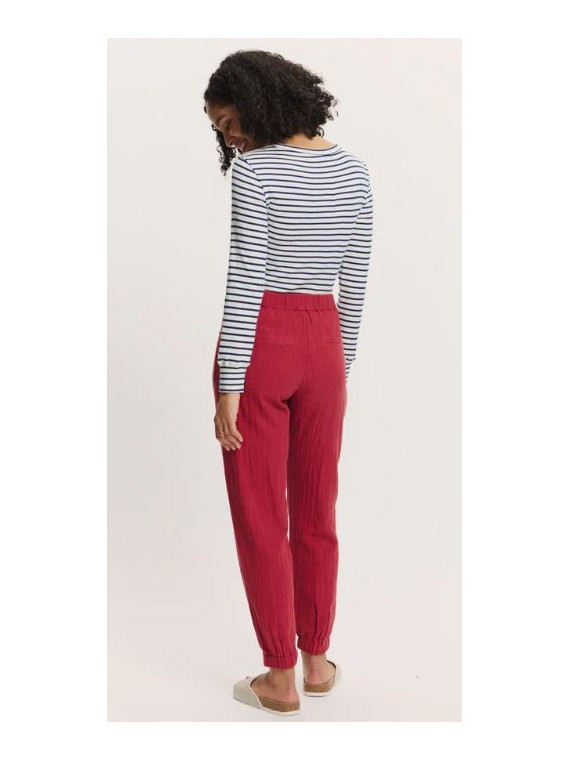 Pantalon fluide en mousseline rouge grenat