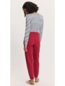 Pantalon fluide en mousseline rouge grenat
