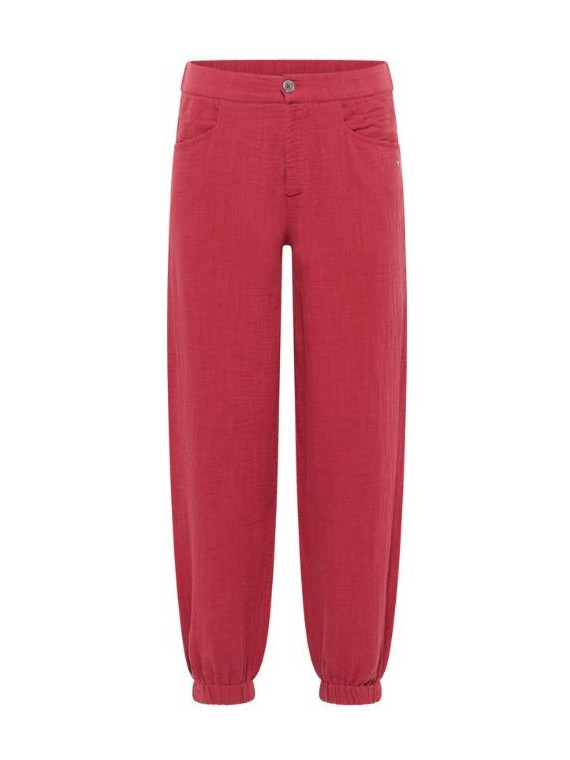 Pantalon fluide en mousseline rouge grenat