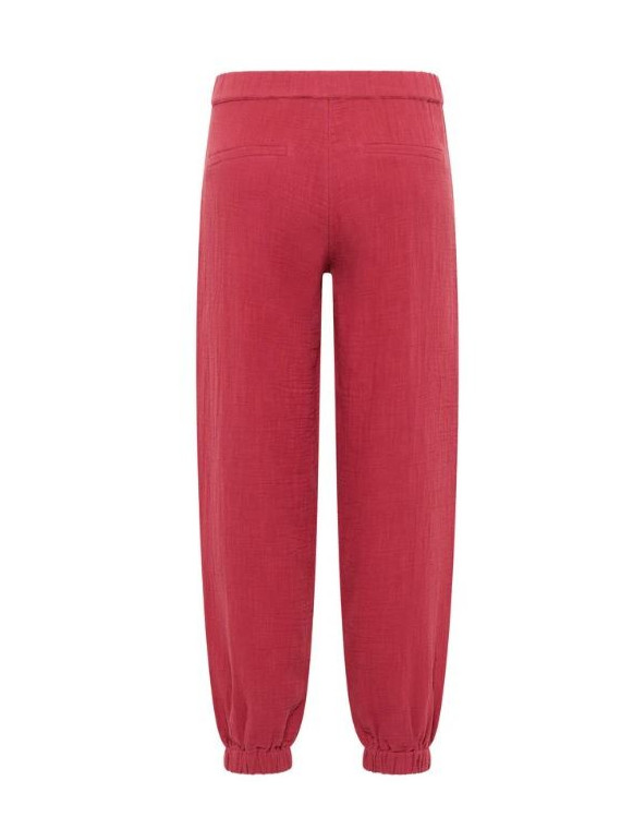 Pantalon fluide en mousseline rouge grenat