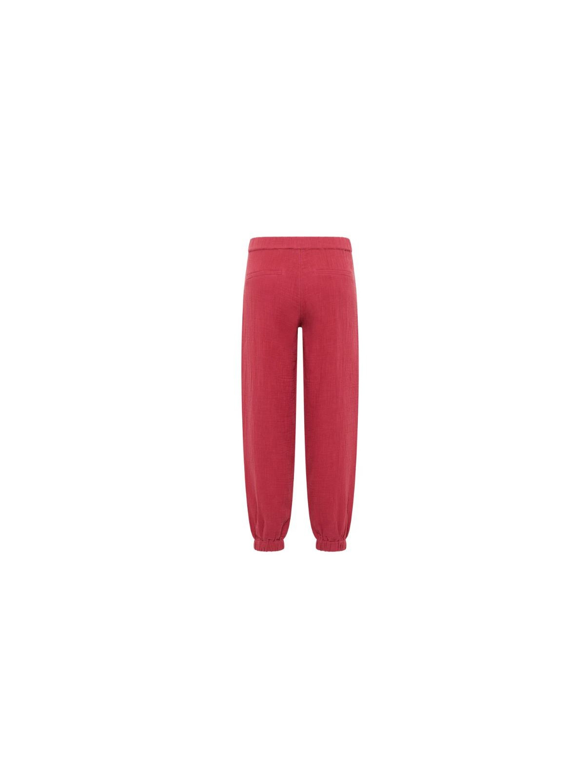 Pantalon fluide en mousseline rouge grenat