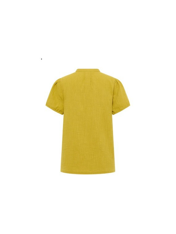 chemisier manches courtes en mousseline couleur moutarde