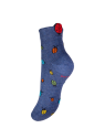 socquettes bleu avec motifs coccinelles de différentes couleurs