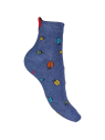 socquettes bleu avec motifs coccinelles de différentes couleurs