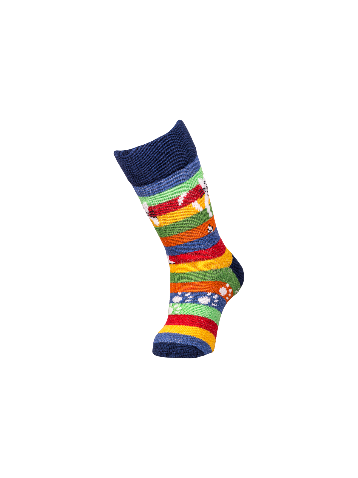 chaussettes grosses rayures multicolores motif chat perché