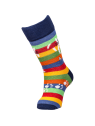 chaussettes grosses rayures multicolores motif chat perché