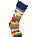 chaussettes grosses rayures multicolores motif chat perché