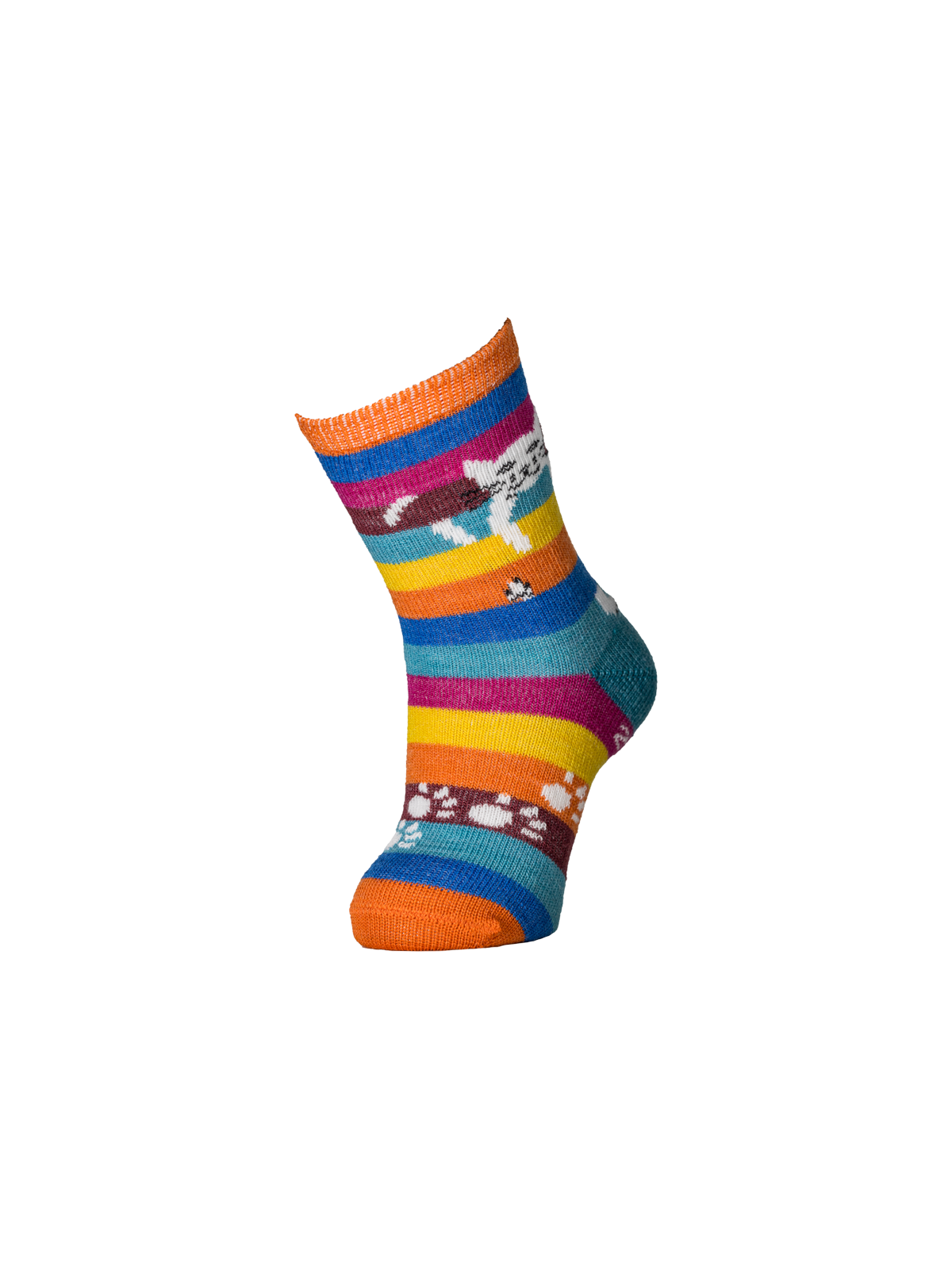 chaussettes rayures larges multicolores avec motif chat perché