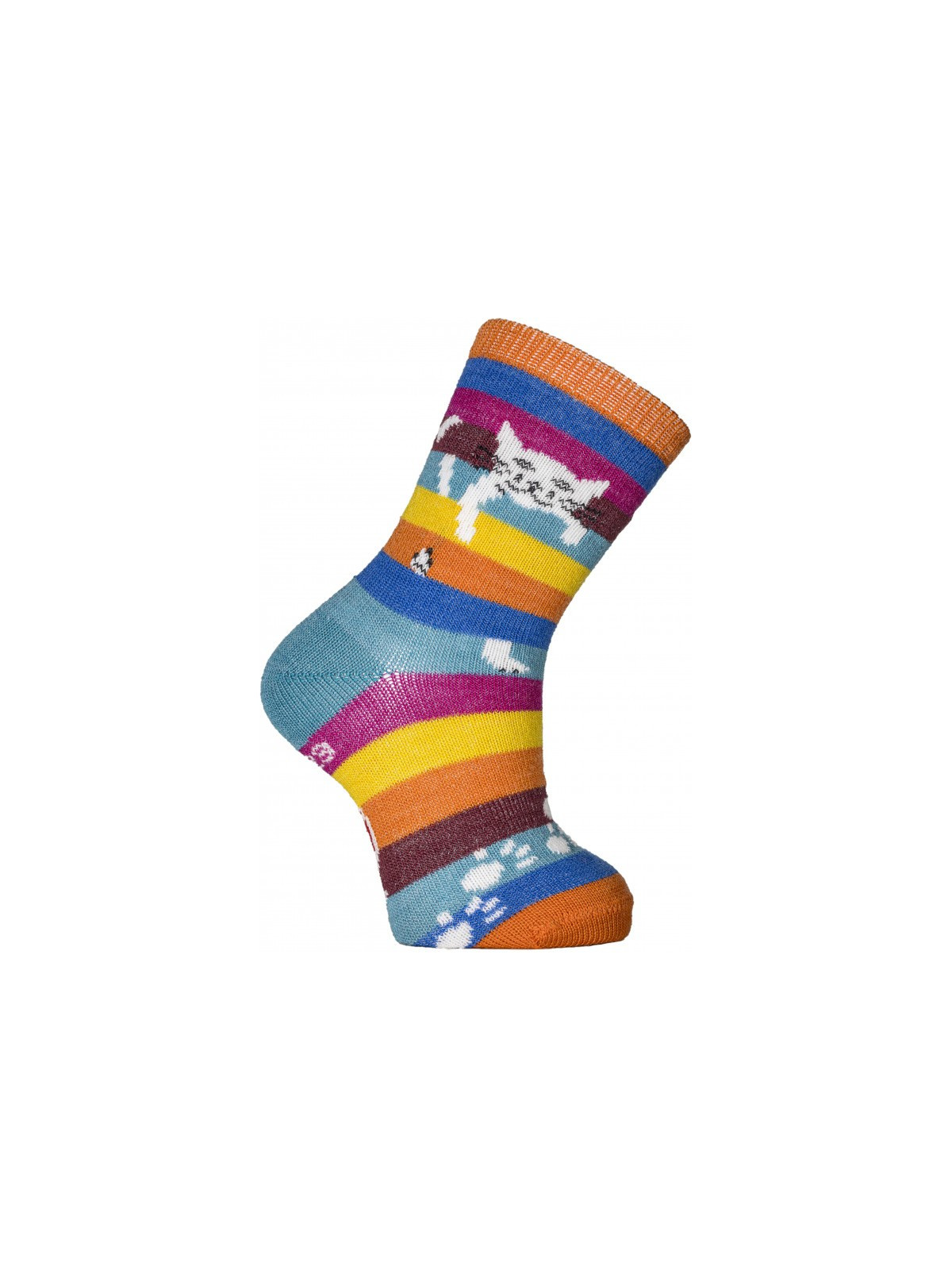 chaussettes rayures larges multicolores avec motif chat perché