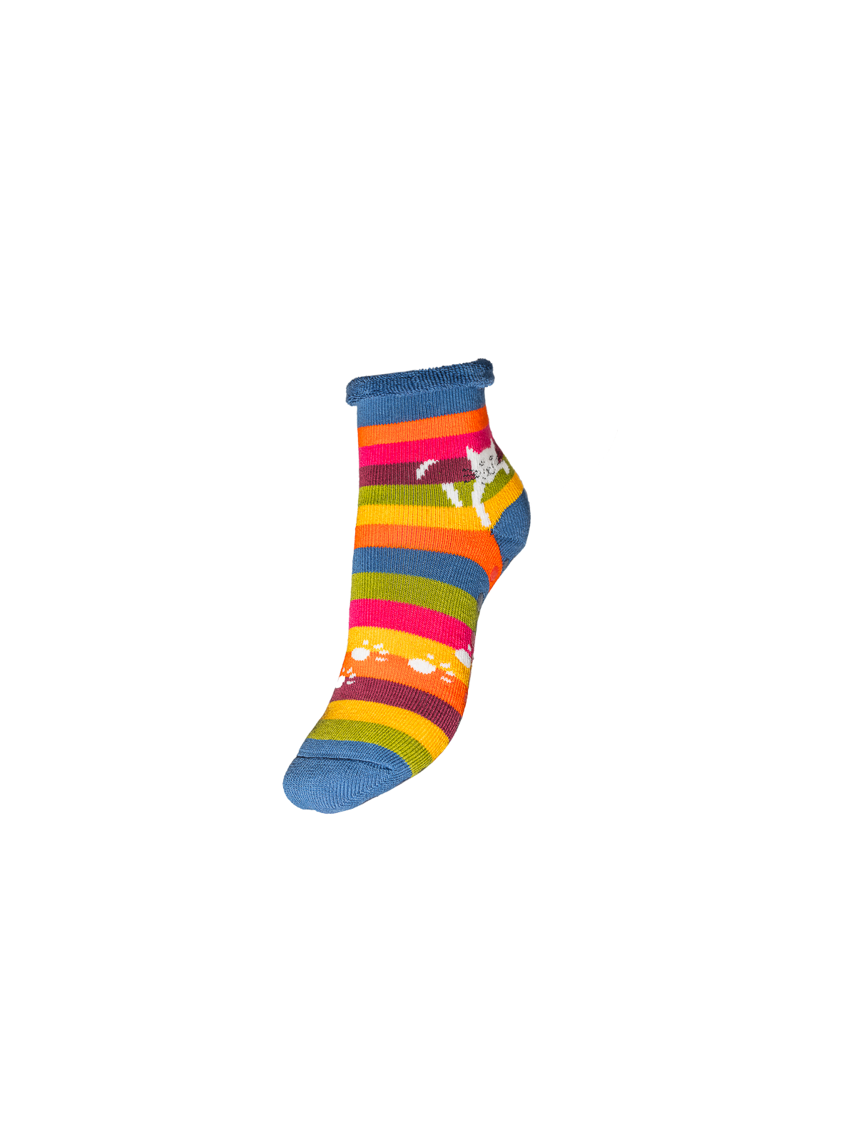 chaussettes anti-dérapantes rayures larges multicolores motif chat perché
