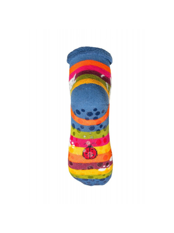 chaussettes anti-dérapantes rayures larges multicolores motif chat perché