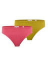 lot 2 slips femme ajourés en coton bio 1 rose et 1 moutarde