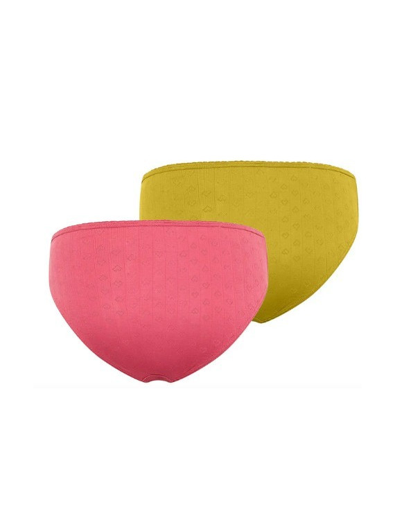 lot 2 slips femme ajourés en coton bio 1 rose et 1 moutarde