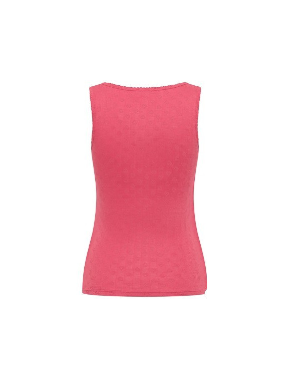 débardeur femme rose motif ajouré col carré bretelles larges