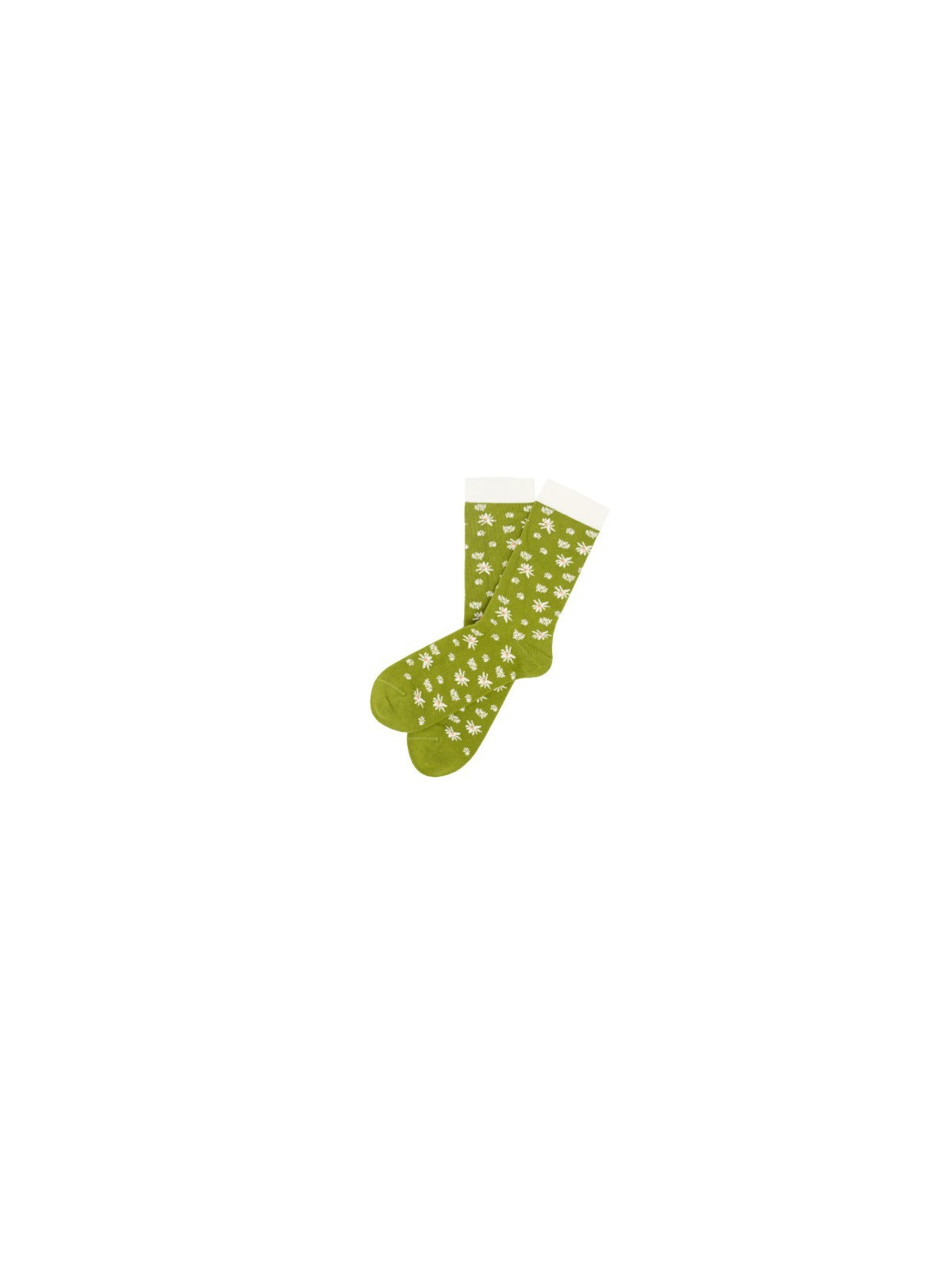 chaussettes vert avocat avec motifs pâquerettes