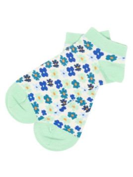 socquettes vert menthe avec fleurs bleues