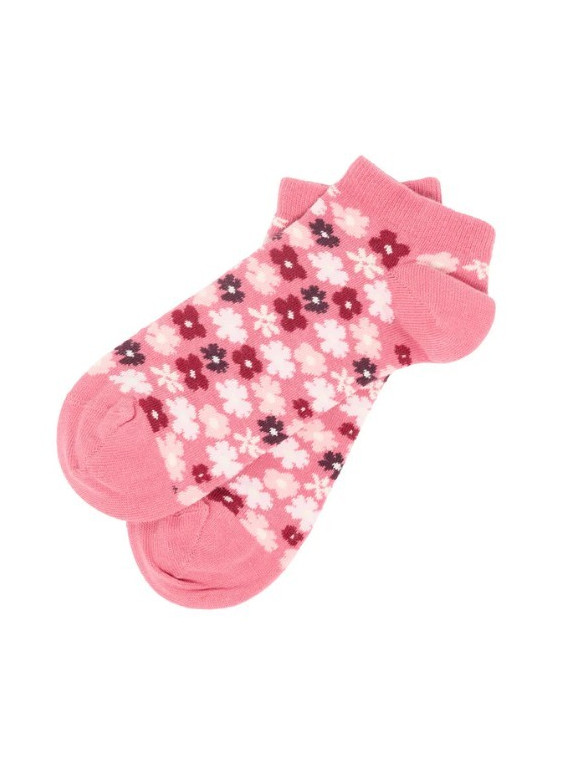 socquettes rose avec fleurs bordeaux