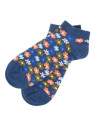 socquettes marines avec fleurs bleues et oranges