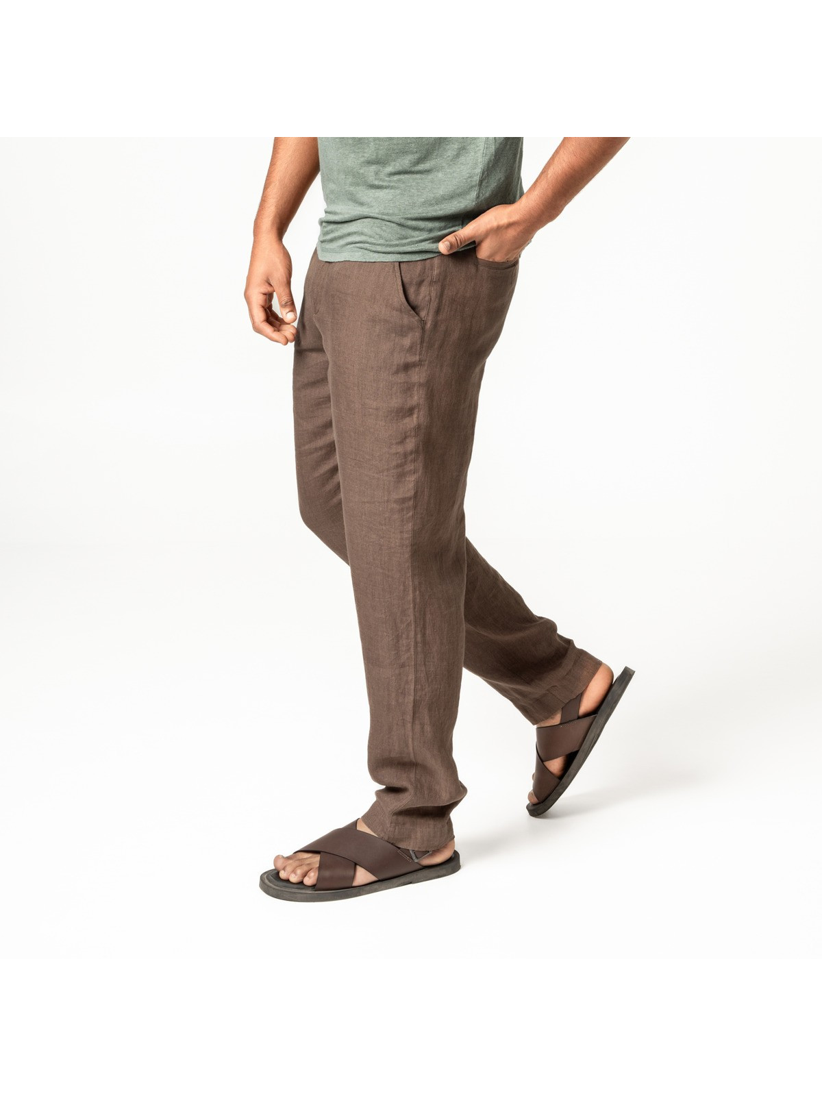 Pantalon pour Homme en 100% lin Vert Thym-  Living Crafts