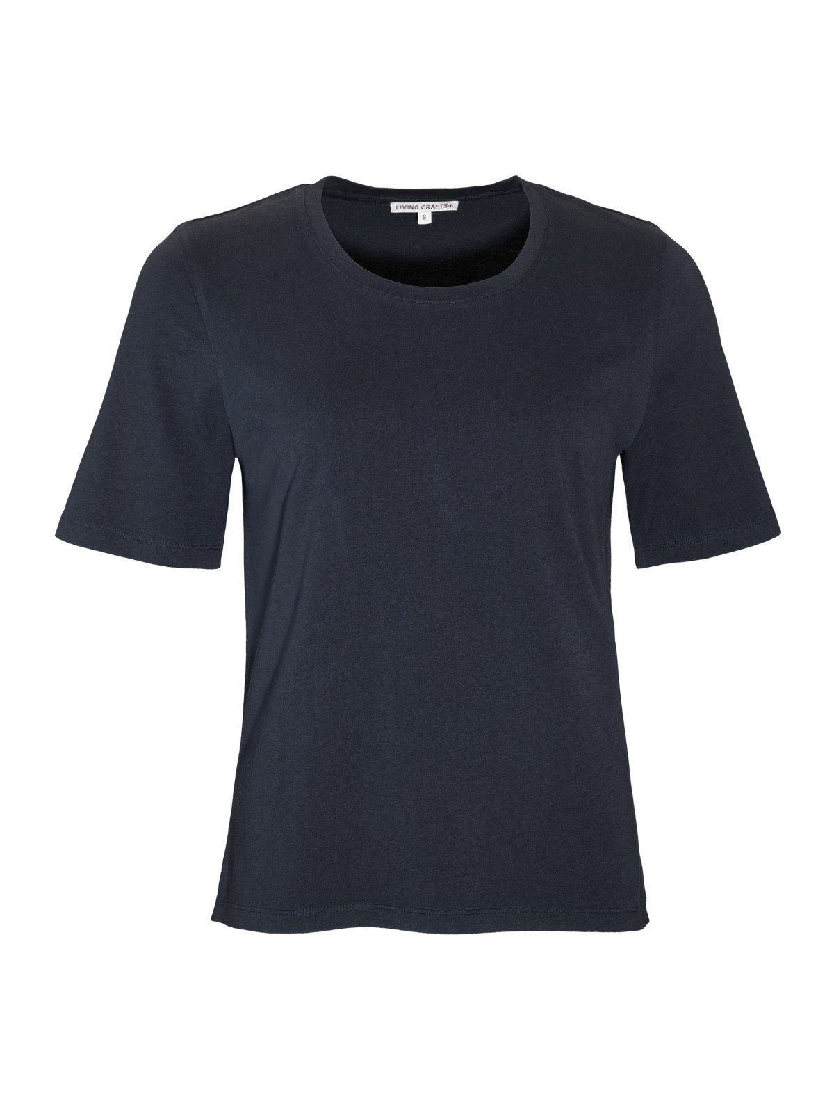 tee-shirt femme manches courtes col rond bleu marine coupe droite