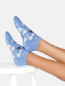 socquettes bleu avec motif marguerite et abeilles