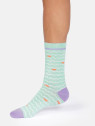 chaussettes vert pastel motifs poissons et vagues talon et pointe couleur lavande