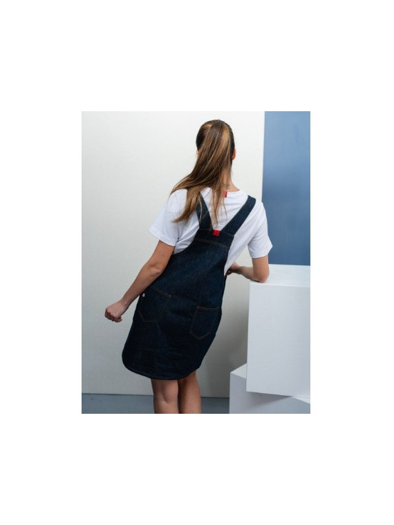 Robe Salopette Courte  en jean Fabriquée en France - 1083