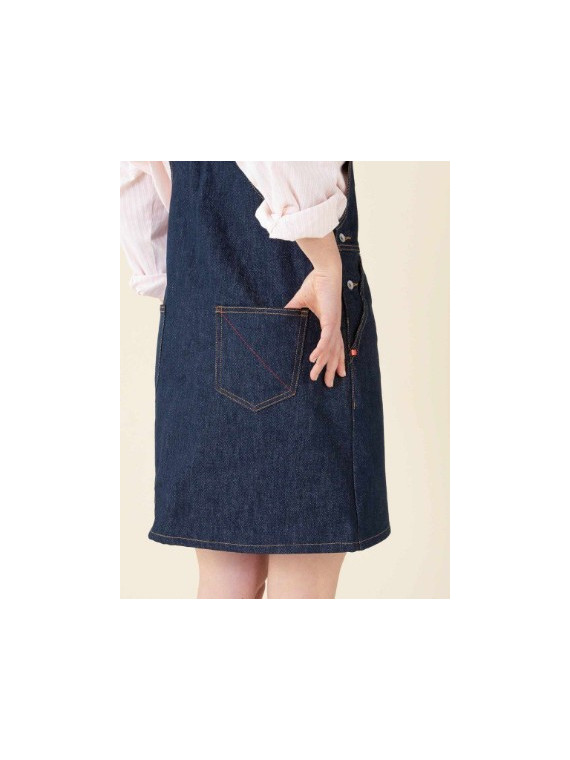 Robe Salopette Courte  en jean Fabriquée en France - 1083