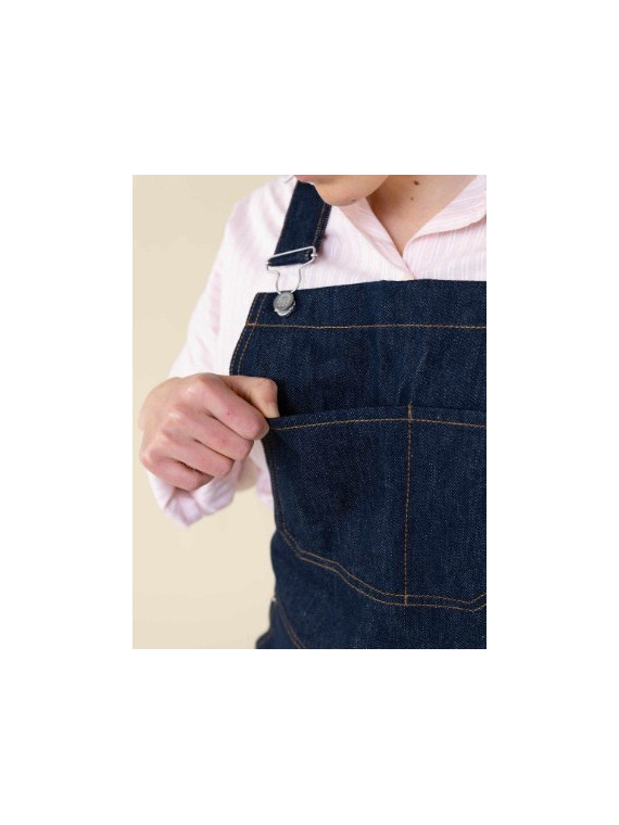 Robe Salopette Courte  en jean Fabriquée en France - 1083