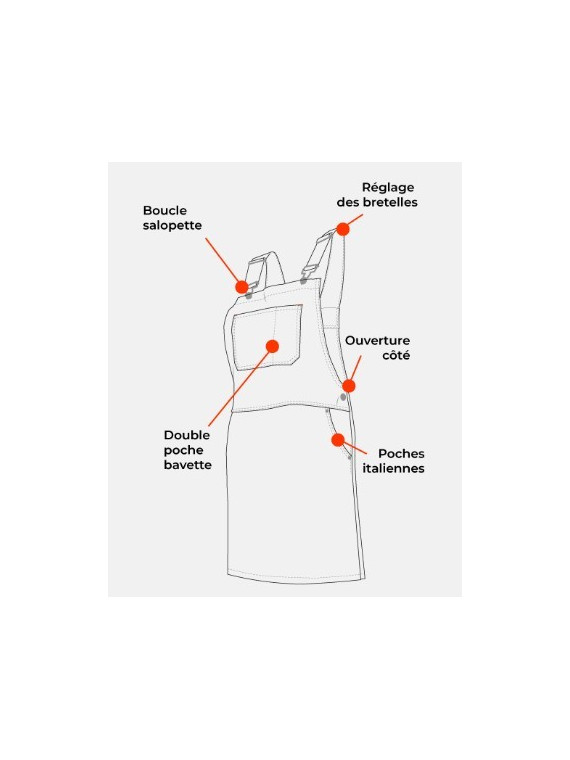 Robe Salopette Courte  en jean Fabriquée en France - 1083